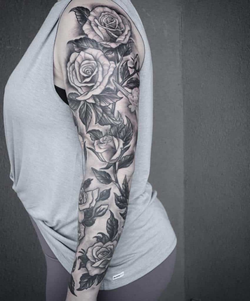 female rose sleeve tattoos whichbetty