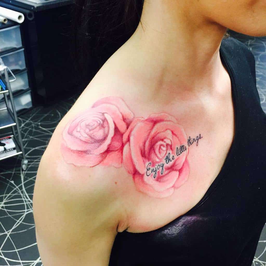 feminine rose shoulder tattoos kelhumphreys