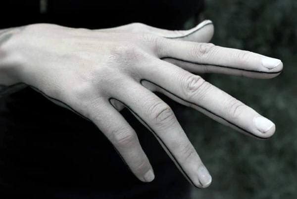 Finger And Hand Outline Tattoo For Men