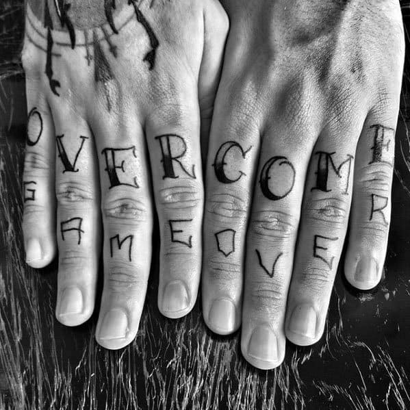 Fingers Overcome Tattoo Ideas For Males