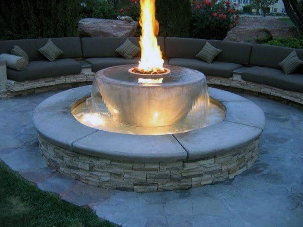 firepit with water feature