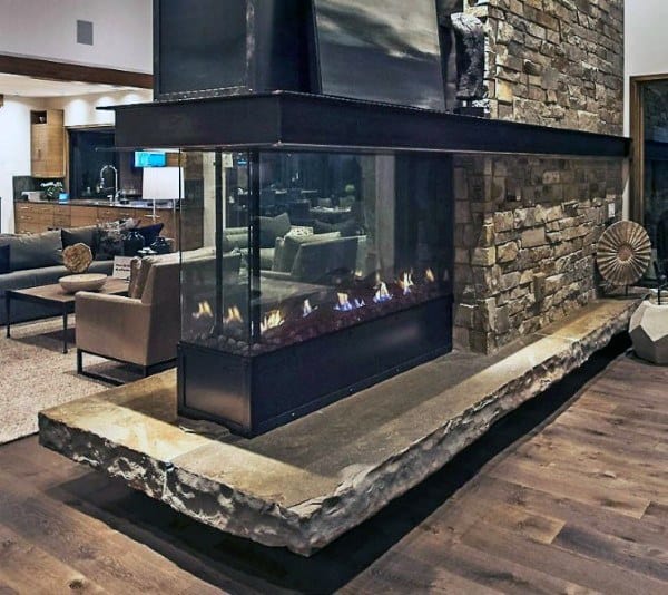 glass fireplace 