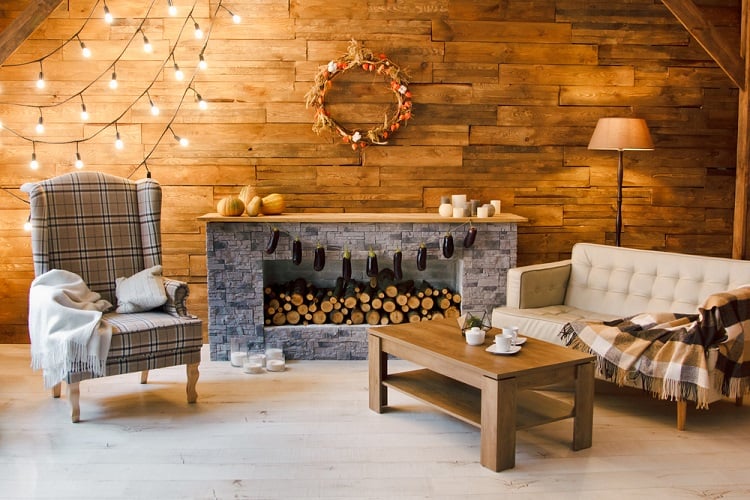 Fireplace Wooden Wall Mantel Decor Ideas