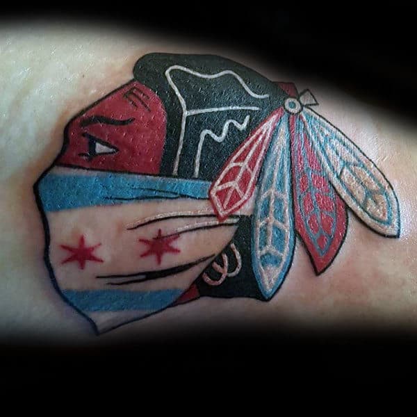Flag Mask Chicago Blackhawks Mens Inner Arm Tattoos