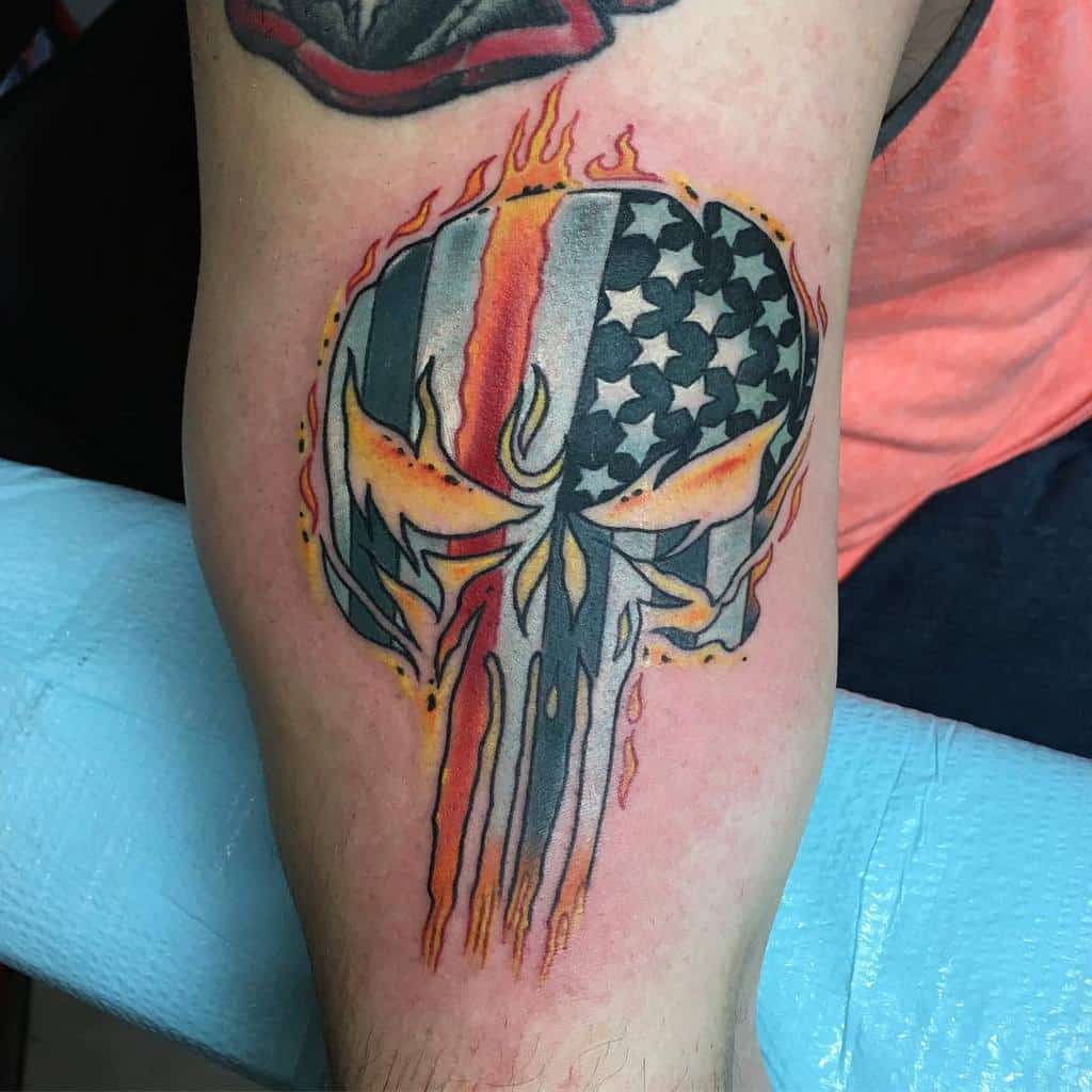 flag punisher skull tattoo superdavetattoos