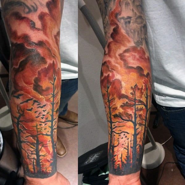 Flame Forearm Tattoos For Males