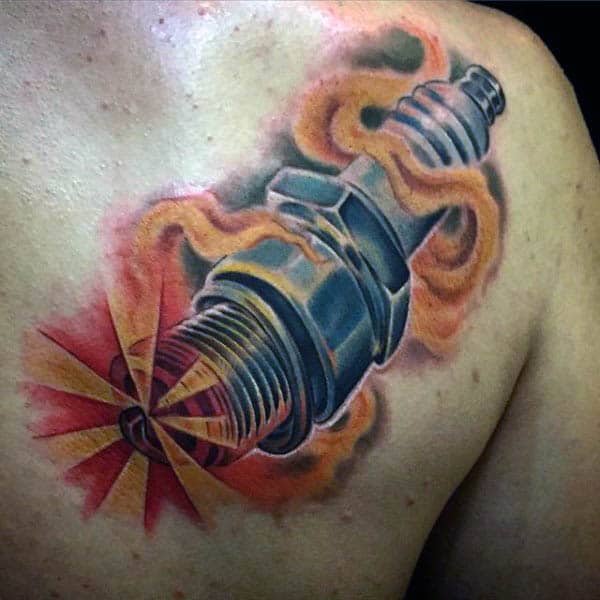 Cartoon Style Spark Plug Mens 3d Tattoos  Gear tattoo Tattoo designs men Tattoo  designs