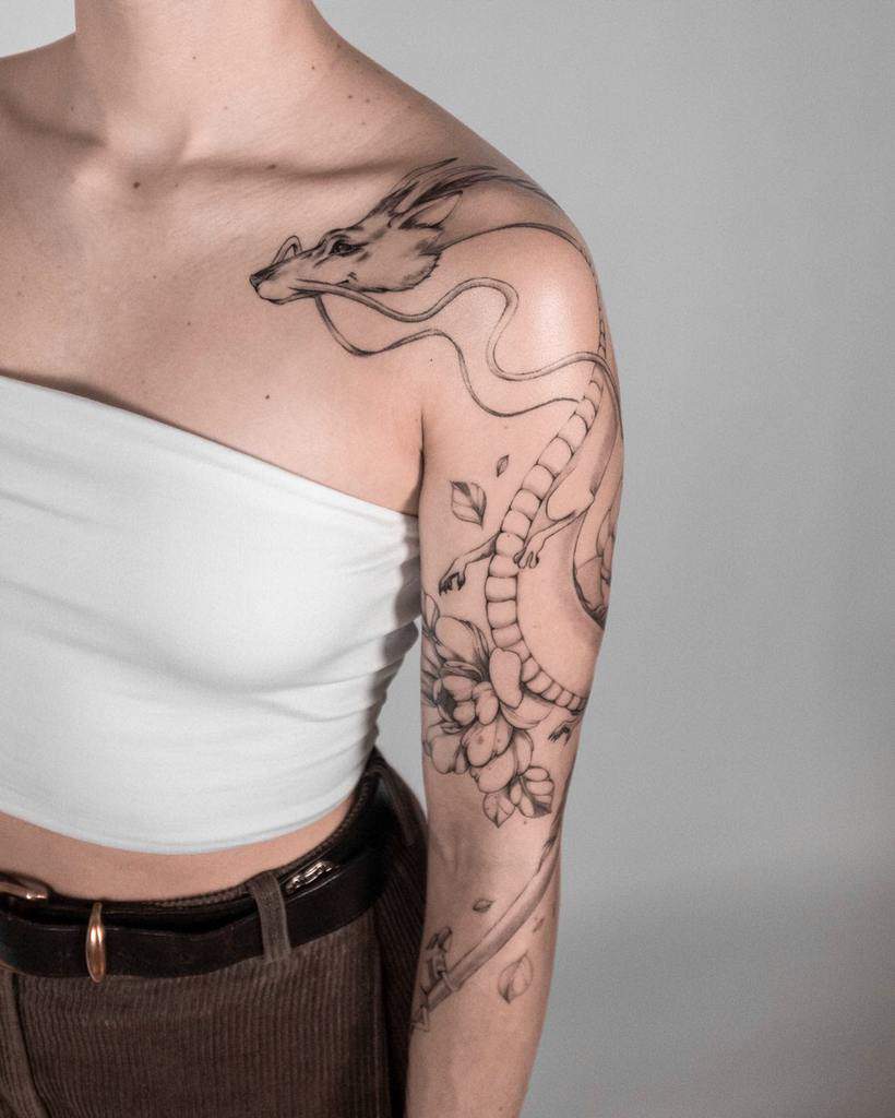 floral-sleeve-free-hand-spirited-away-tattoo-filippok.tattoo