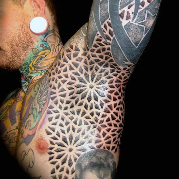 Floral Wallpaper Pattern On Armpit Tattoo For Men