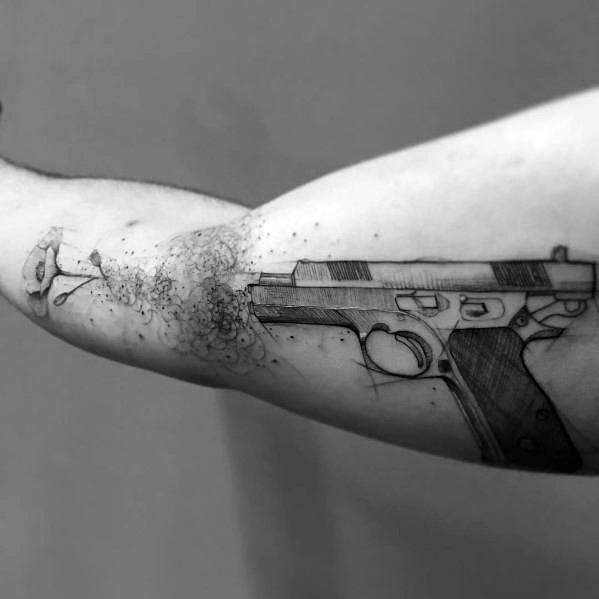 1911 pistol tattoo stencil