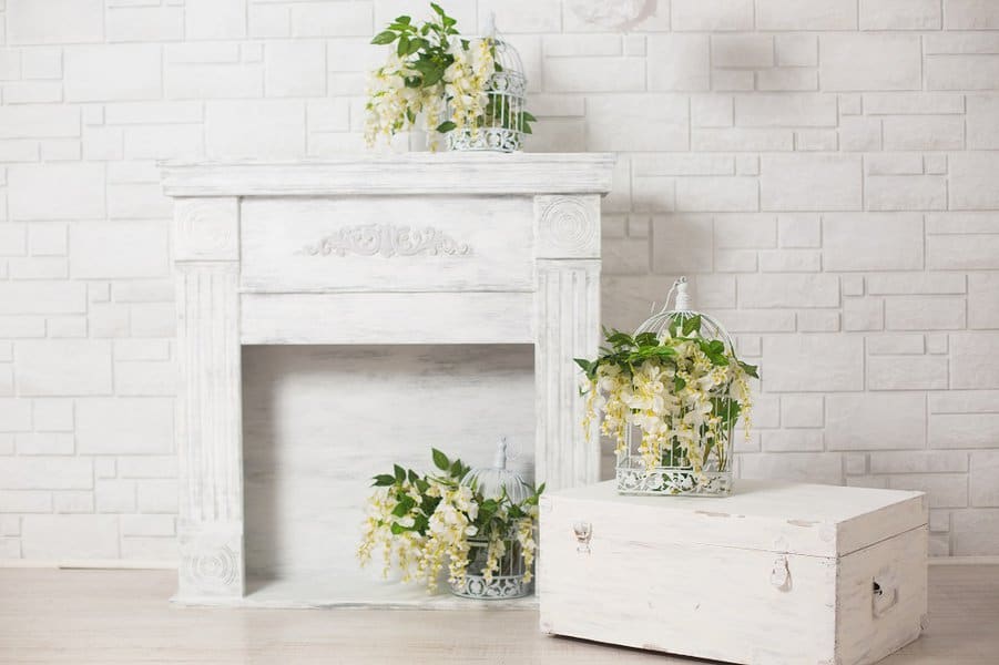 flower-arrangement-faux-fireplace