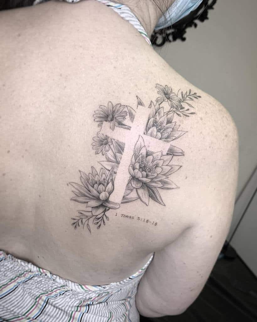 flower cross tattoos for women carnipanda_tattoo