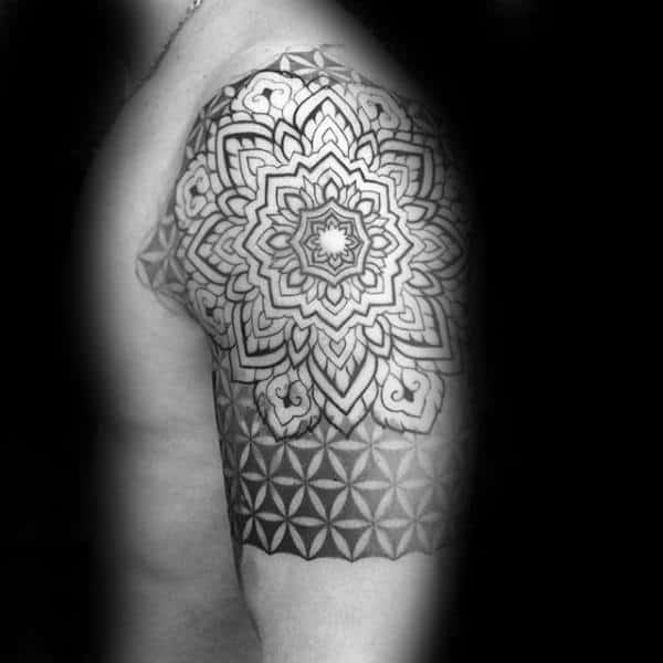 Flower Of Life Half Sleeve Tattoo On Male