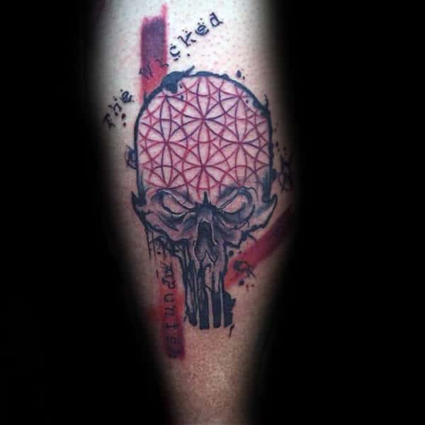 Flower Of Life Trash Polka Mens Skull Tattoos