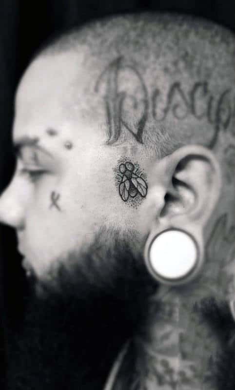 Fly Bug Male Face Tattoo