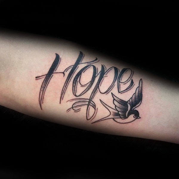 Flying Dove Mens Hope Forearm Tattoo Ideas