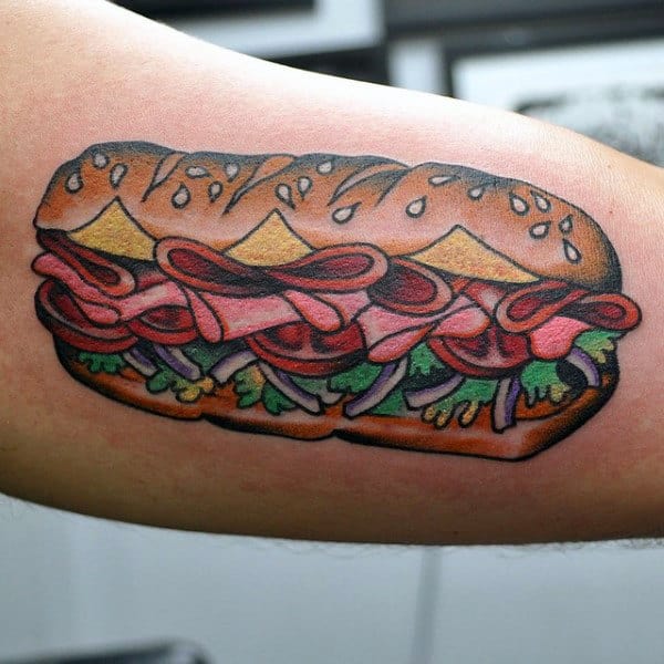Food Tattoo Deli Sandwhich Male Forearms