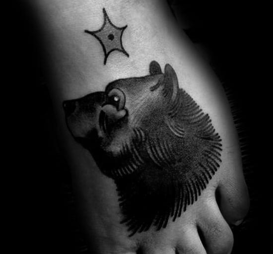 Foot Black Bear Guys Old School Traditional Inspired Tattoo Design Ideas