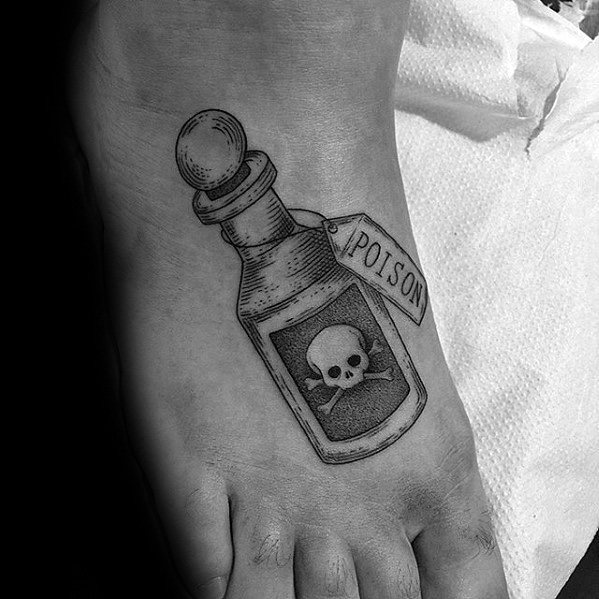 Foot Poison Bottle Mens Tattoo Designs