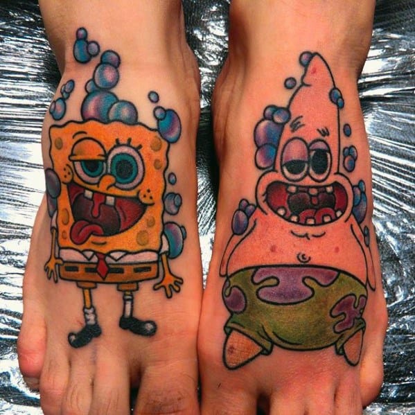 10. Foot SpongeBob Tattoos.