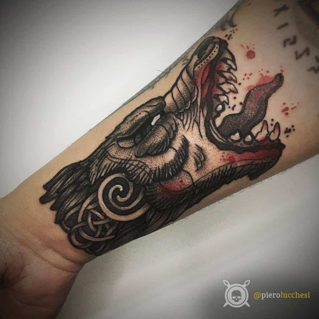 forearm Norse Wolf Tattoos gargula_tattoo