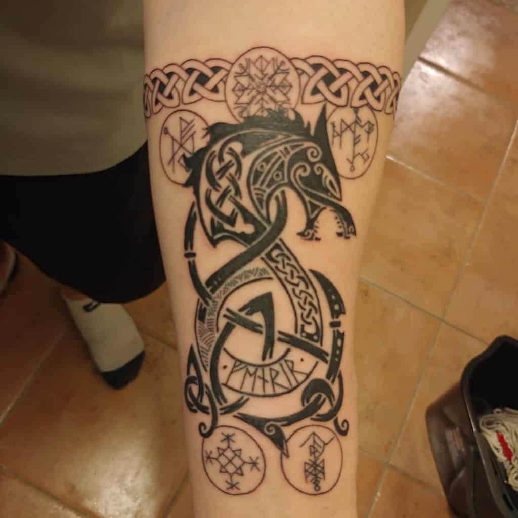 forearm Norse Wolf Tattoos njg_tattoo