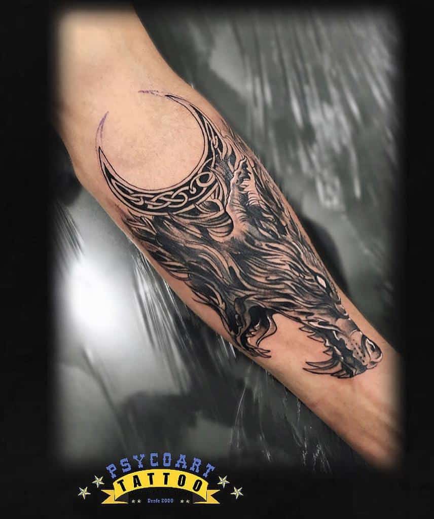 forearm Norse Wolf Tattoos psycoart_tattoo
