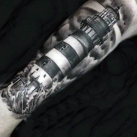 Forearm And Wrist Mens Lighthouse Tattoo Ideas