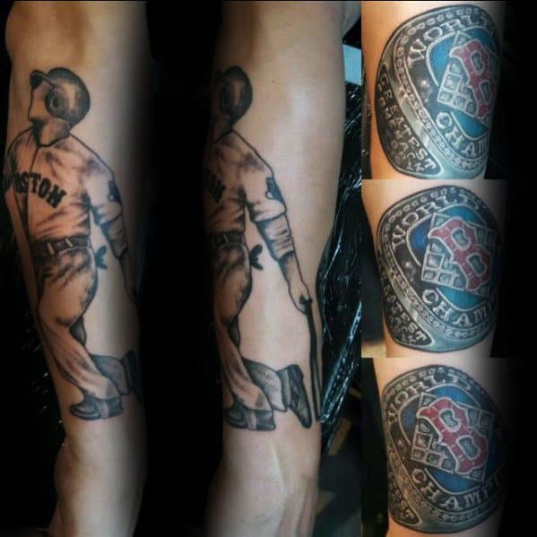 Forearm Baseball Male Boston Red Sox Tattoo Design Inspiration