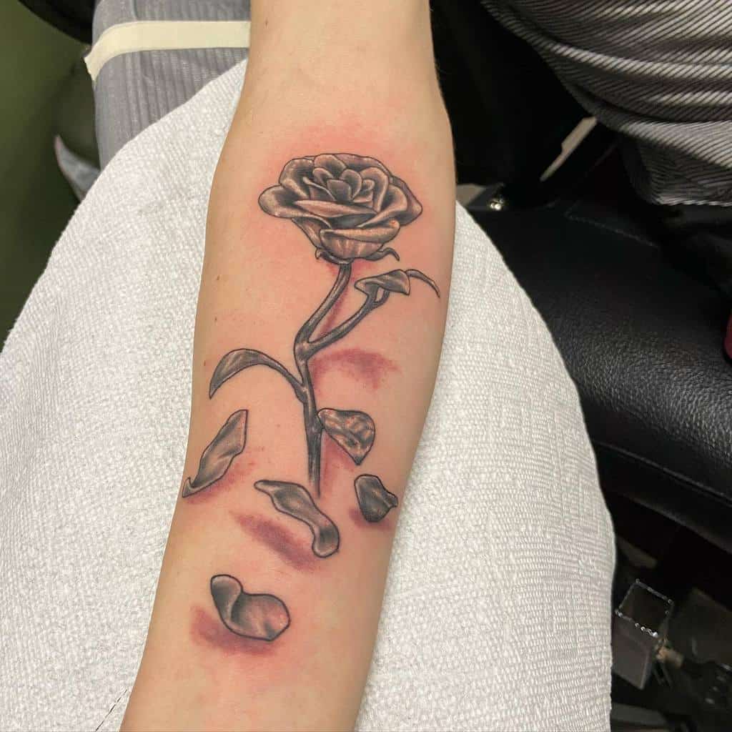 forearm beauty and the beast rose tattoos jimmyvalderaz1980