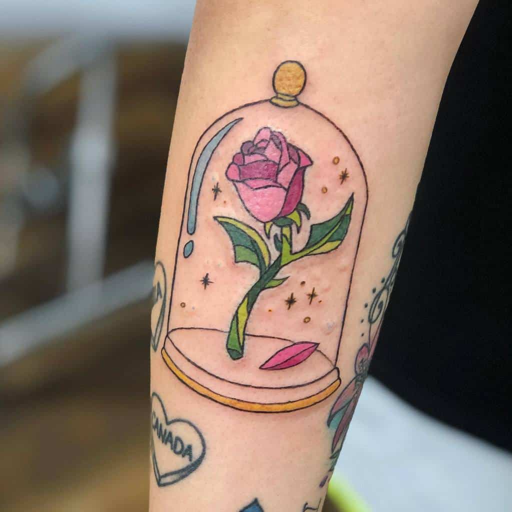 forearm beauty and the beast rose tattoos thelexfiles_tattoos