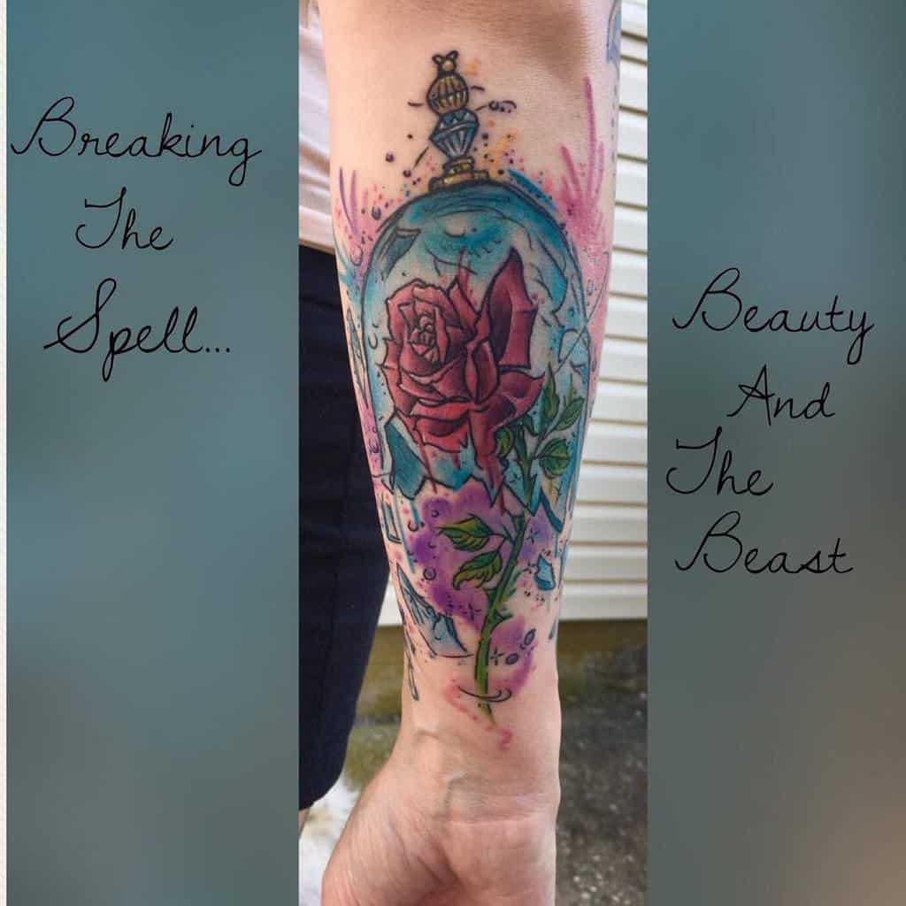 forearm beauty and the beast rose tattoos vampyrkiss1