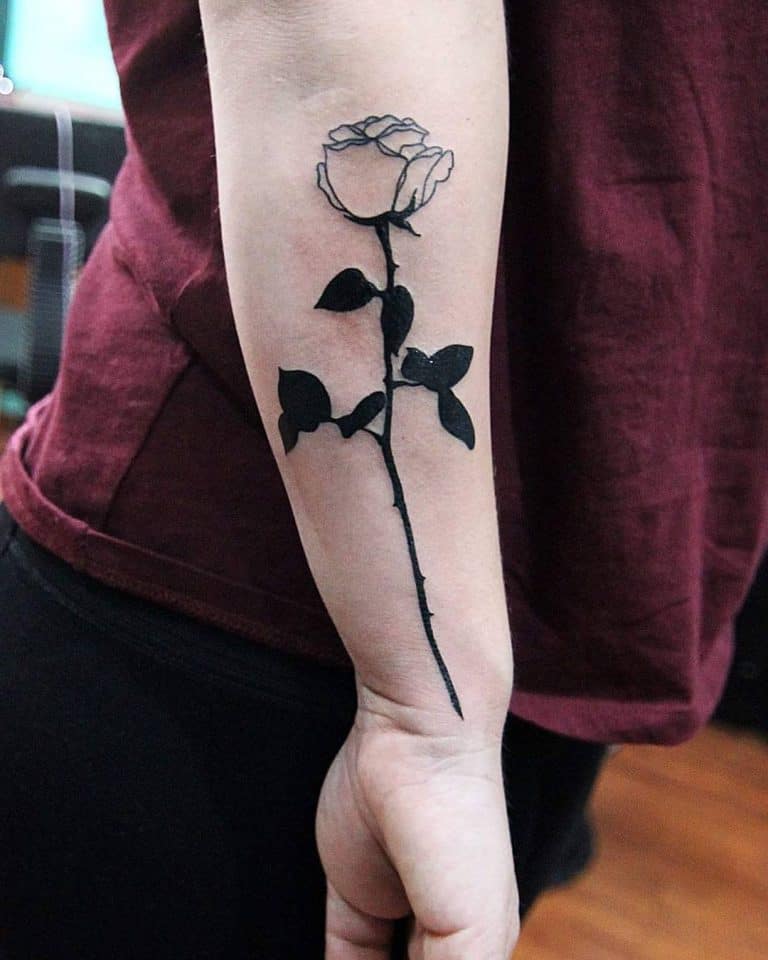 61 Amazing Black and White Rose Tattoo Ideas