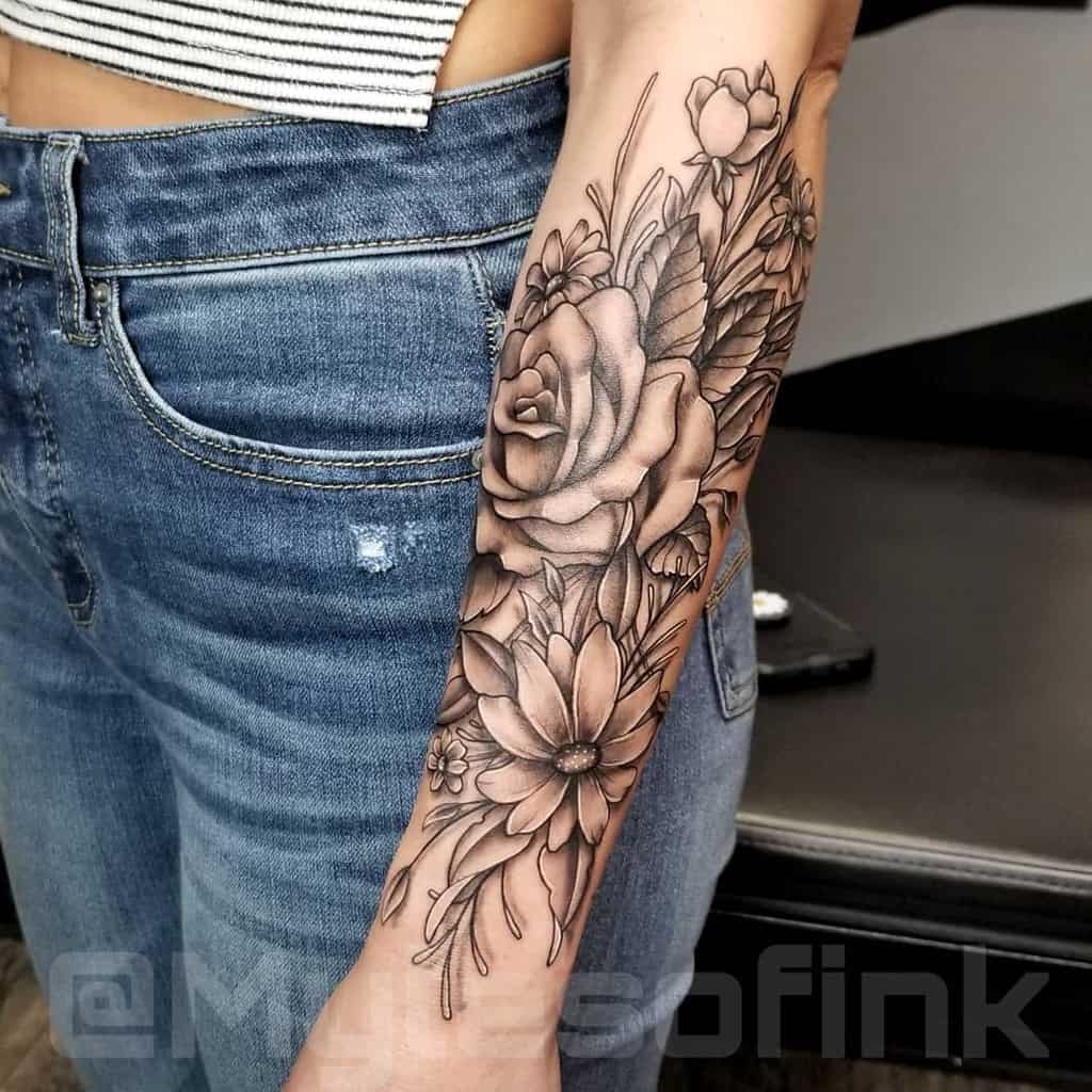 30 Beautiful Black and White Flower Tattoo Designs For Women   EntertainmentMesh