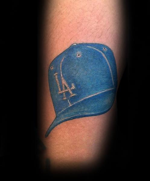 Forearm Blue Baseball Cap Los Angeles Dodgers Guys Tattoo Ideas