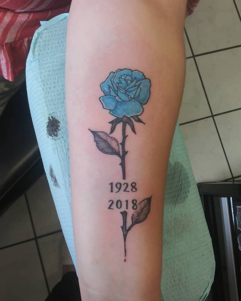 forearm blue rose tattoos faithtattoos21