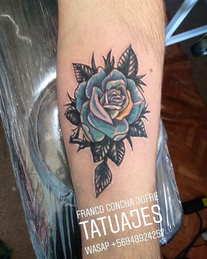 forearm blue rose tattoos francoconcha_tatuajes