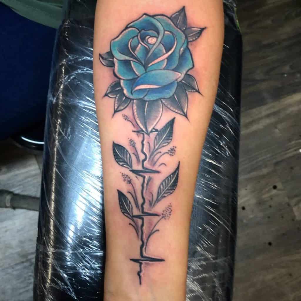 forearm blue rose tattoos tytyreesparza