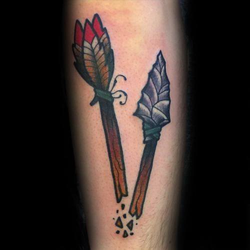 Forearm Broken Arrow Tattoo Designs For Guys