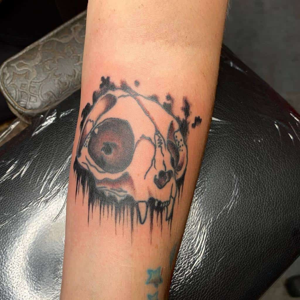 forearm cat skull tattoo tattoo_switz