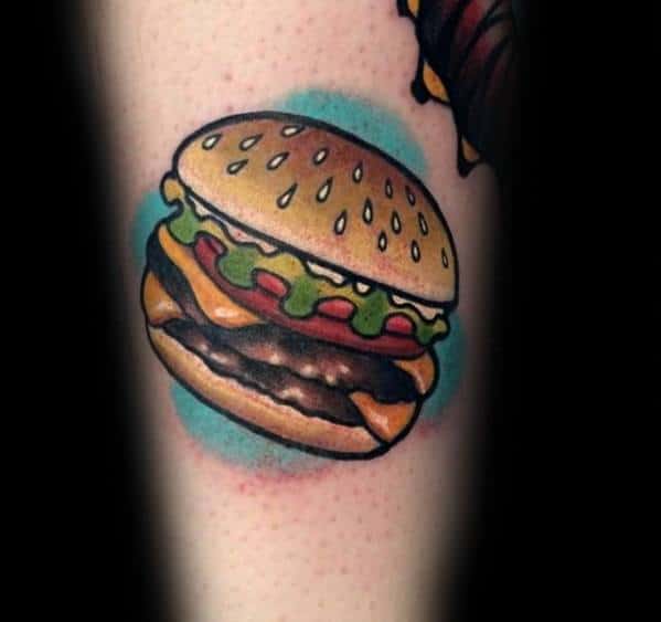 Forearm Cheeseburger Mens Tattoo Designs