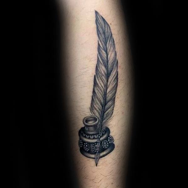 Forearm Creative Ink Quill Tattoos For Men