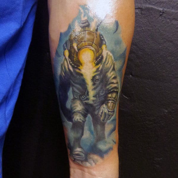 Forearm Diving Mask Water Tattoo Ideas For Men