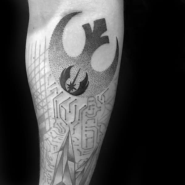 Forearm Dotwork Rebel Alliance Tattoos For Gentlemen
