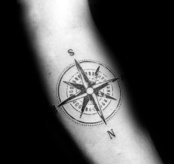 Forearm Excellent Guys Simple Compass Tattoos