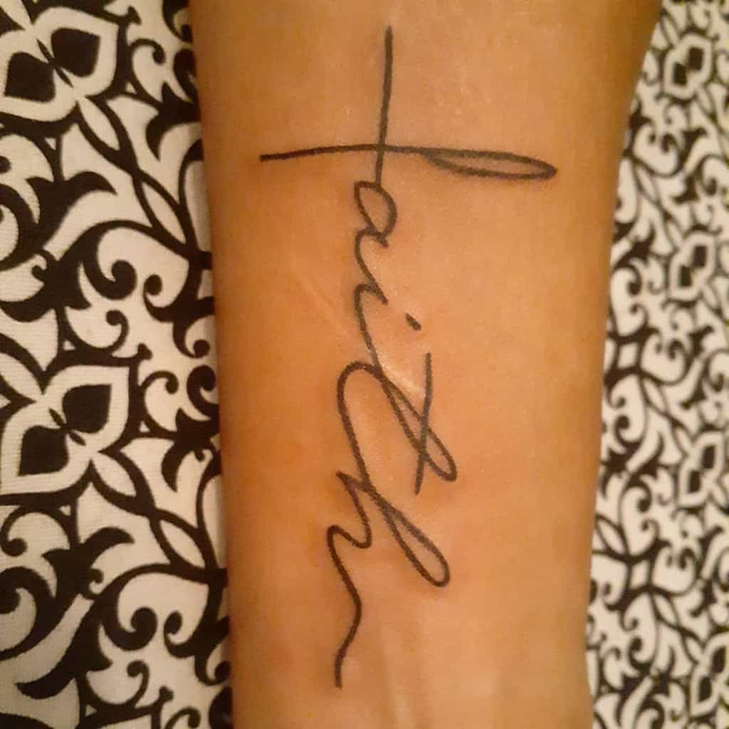 forearm faith cross tattoo kircamadventures