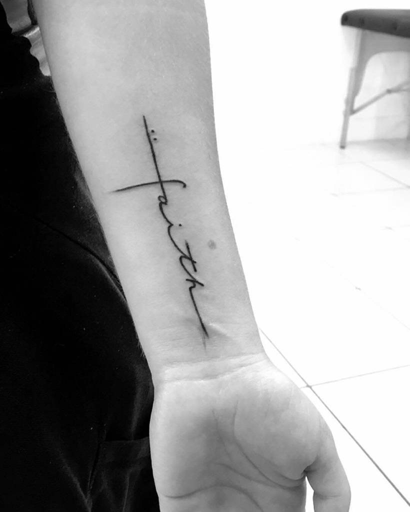 forearm faith cross tattoo vantablacktattoo