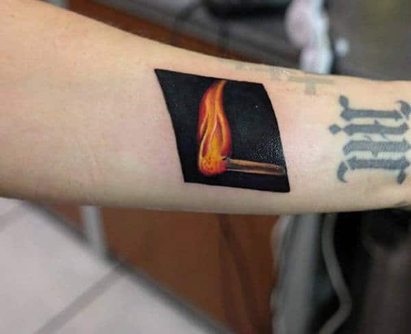 Colored Fire And Flame Tattoos On Wrists