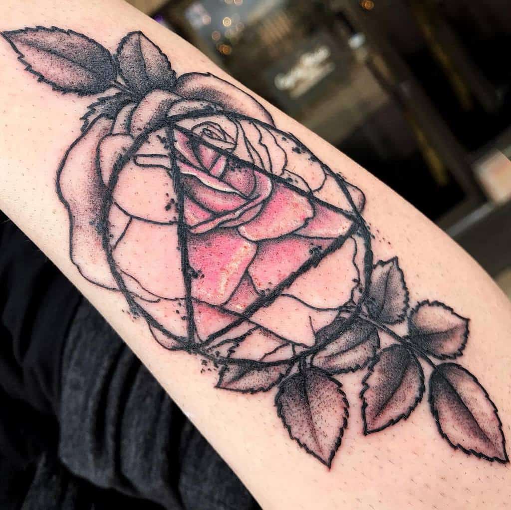 forearm geometric flower tattoo gypsybecker