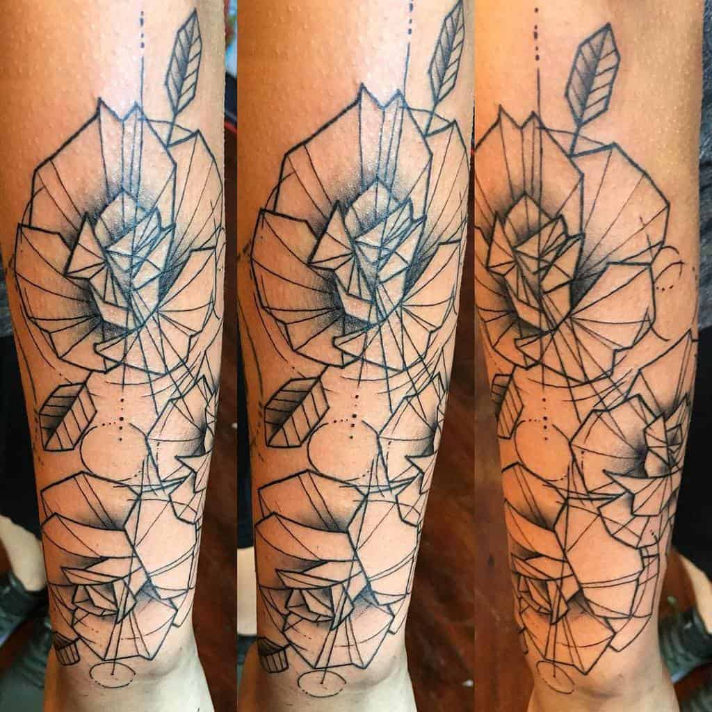 forearm geometric flower tattoo ncaptattoos